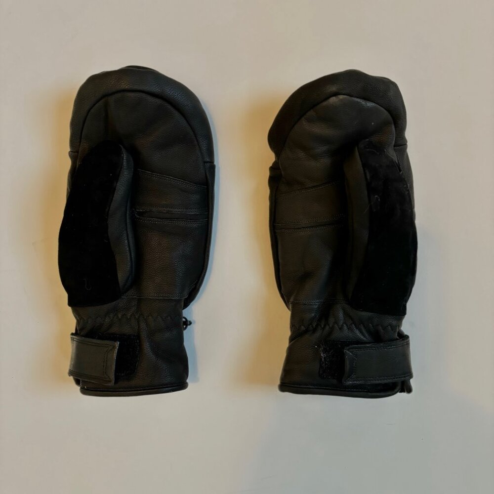 NEW Italic Black Leather Mittens – Water-Repellent Goat Leather, Insulated, Size - Picture 2 of 6